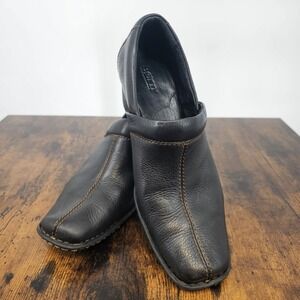 BORN Black‎ Leather Kinney Loafers Size 8.5 M/W Women's Slip On Shoes Clogs